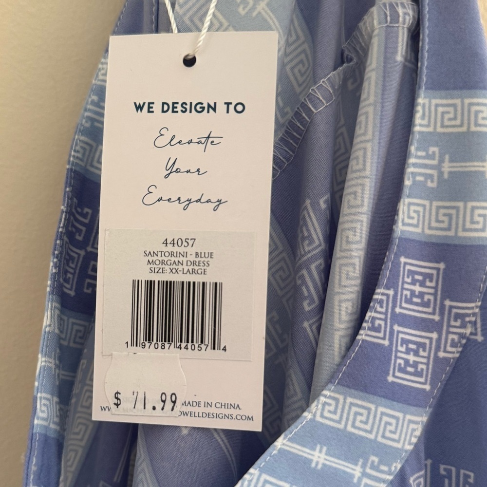 Michelle McDowell Morgan Dress Santorini Blue Size XXL NWT Tiered Babydoll - Picture 6 of 7